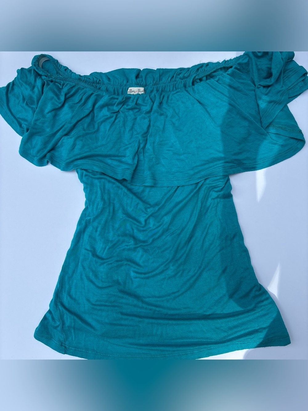 Ultra Flirt Teal Off-Shoulder Women's Tunic Top